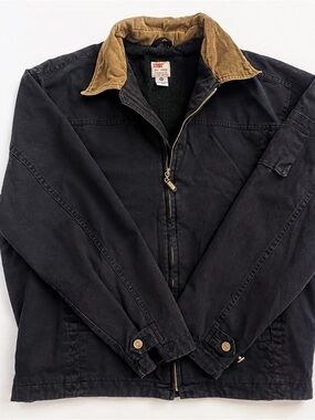 Vintage 90s Levi’s Dry Goods Jacket Men’s L Black Corduroy Collar Lined Workwear